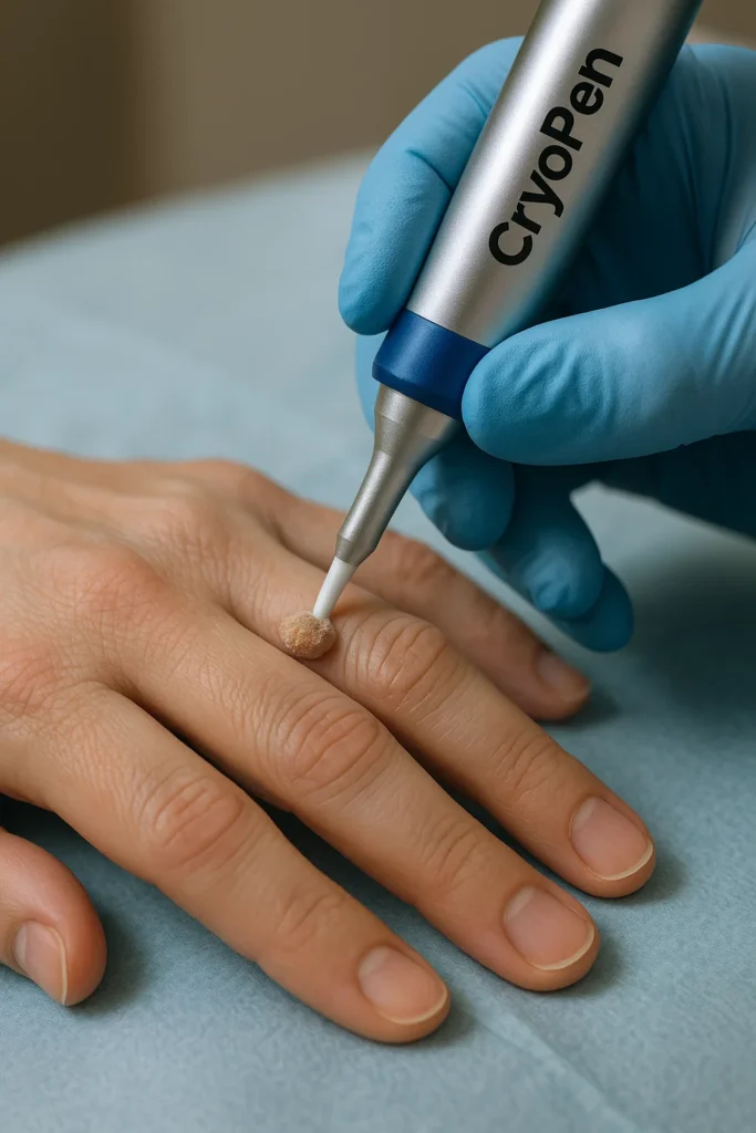 example of cryopen wart removal Kilburn treatment on a persons finger