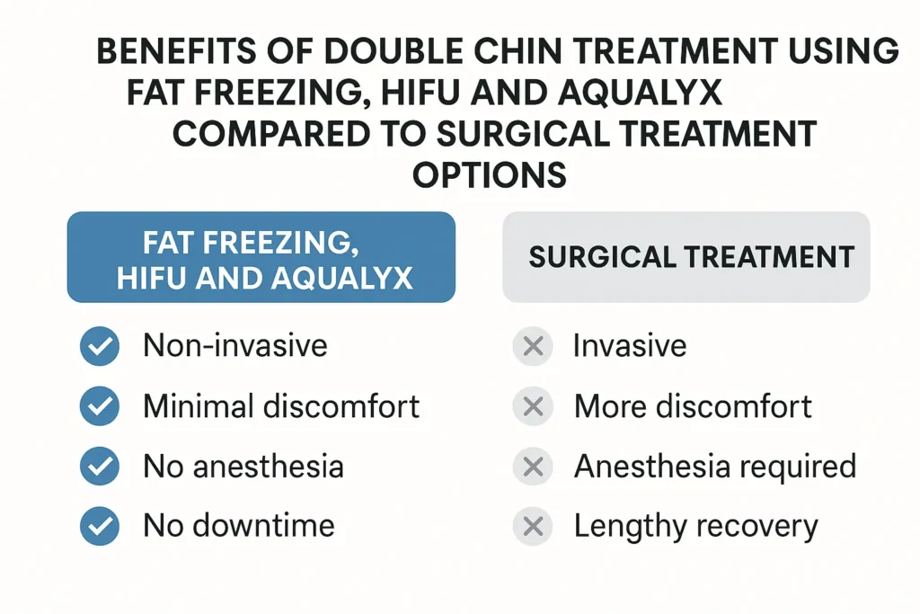 Graphic about the benefits of double chin treatment Kilburn - from LA LIPO