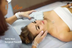 Woman having Hi-Fu to reduce wrinkles Kilburn.