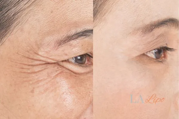 Before and after results of woman - HI-fu wrinkles reduction treatment Kilburn